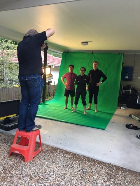 James with green screen